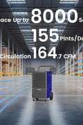 Yaufey 155 Pints Commercial Dehumidifier with Pump, for Basement up to 8000 Sq. Ft, Large Capacity Industrial Dehumidifier for Large Room with Intelligent Humidity Control - with Blue | Sold by Uncle Wiener's Wholesale
