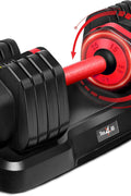 Yes4All 25/55LB Single/Pair Adjustable Dumbbells Weights, 5 in 1 Free Weights Dumbbell with One Second Dial Handle for Different Workout Levels - with Red Grip | Sold by Uncle Wiener's Wholesale