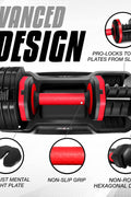 Yes4All 25/55LB Single/Pair Adjustable Dumbbells Weights, 5 in 1 Free Weights Dumbbell with One Second Dial Handle for Different Workout Levels - with Red Grip | Sold by Uncle Wiener's Wholesale