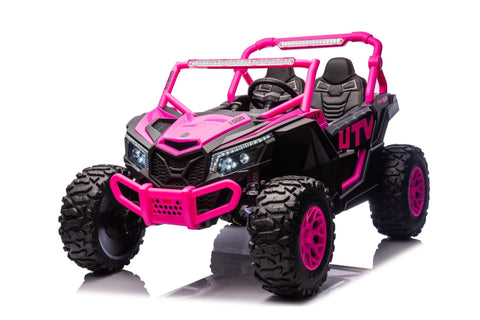 ZFORCE RZR Turbo 24V Ride - On Buggy | 4x795W Motors, 2 - Seater UTV, 15 km/h, 220 lbs Capacity, Leather Seats, EVA Tires, MP4, Remote Control - with Pink & Black | Sold by Uncle Wiener's Wholesale