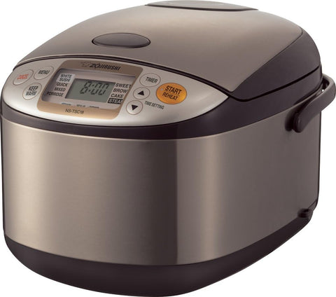 Zojirushi NS - TSC18 Micom Rice Cooker and Warmer, 10 cups, Uncooked, Stainless Brown, tiny scratch on the top - with | Sold by Uncle Wiener's Wholesale