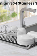 zzsbrm Roll Up Dish Drying Rack, Stainless Kitchen Accessories, Foldable Dish Rack, Anti - Slip Design Sink Counter Storage, Over The Sink Dish Rack, Stainless Steel, (21" x 9.1") Black - with | Sold by Uncle Wiener's Wholesale