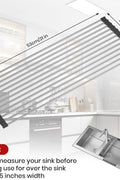 zzsbrm Roll Up Dish Drying Rack, Stainless Kitchen Accessories, Foldable Dish Rack, Anti - Slip Design Sink Counter Storage, Over The Sink Dish Rack, Stainless Steel, (21" x 9.1") Black - with | Sold by Uncle Wiener's Wholesale